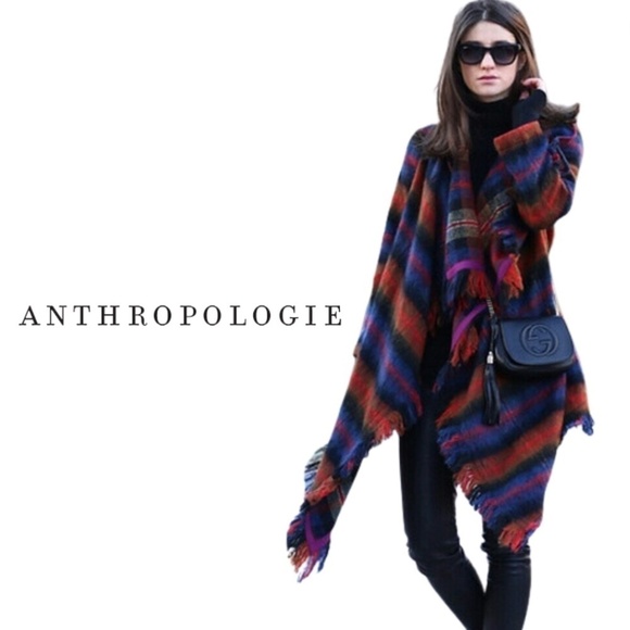 Anthropologie Hei Hei Tartan Plaid Wool Blend Blanket Coat - Size XS/S - Picture 1 of 13
